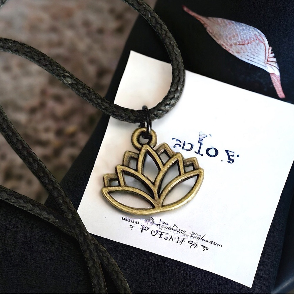 5 For $25💫Bronzed Filigree Lotus Flower Zen Pendant Necklace